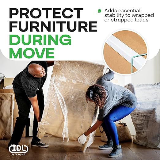 IDL Packaging 2” x 2” x 48” Black Cardboard Edge Protector (Pack of 200) - Corner Protectors for Shipping, Storage, & Moving – Reinforced Corner Guard Protection for Pallets, Wall Corners, & Furniture