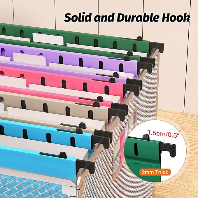 Extra Capacity Legal Size Plastic Hanging File Folders,12 Pack Reinforced Legal Size Hanging Folder with Heavy Duty 2 Inch Expansion,for Bulky Files, Medical Charts,Assorted Colors