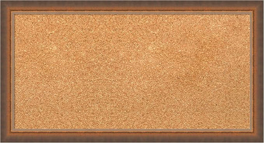 Amanti Art Natural Cork Board for Wall, 14x26 Vision Board with Bronze Frame, Small Corkboard Office Decor for Home Organization, Modern Corkboard Pinboard to Display Items for Home Organization in