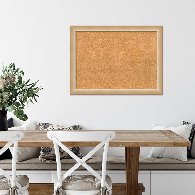 Amanti Art Natural Cork Board for Wall, 23x31 Vision Board with Gold Frame, Medium Corkboard Office Decor for Home Organization, Modern Corkboard Pinboard to Display Items for Home Organization in