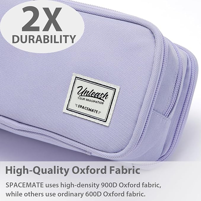 Pencil Case Pouch Box Bag School Supplies Girls Boys Kids, Cute Preppy Stuff Big Capacity Aesthetic Pen Organizer, Back to College Stationary, Purple, Extra Large Style, 2300ml