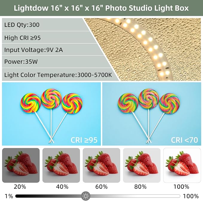 Lightdow 24"x24"x24" Photo Studio Light Box Photography - Image 4