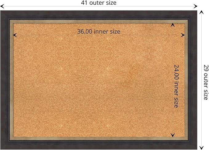 Amanti Art Natural Cork Board for Wall, 29x41 Vision Board with Black Wood Frame, Large Corkboard Office Decor for Home Organization, Casual Corkboard Pinboard to display items for home organization