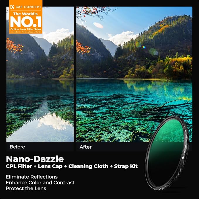 K&F CONCEPT 55mm Circular Polarizer Lens Filter - Image 2