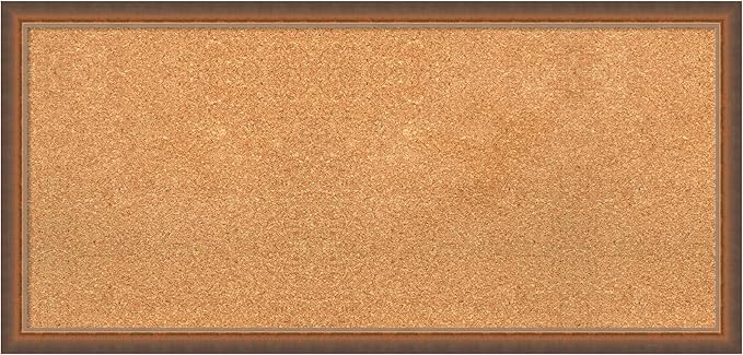 Amanti Art Natural Cork Board for Wall, 18x38 Vision Board with Bronze Frame, Medium Corkboard Office Decor for Home Organization, Modern Corkboard Pinboard to Display Items for Home Organization in
