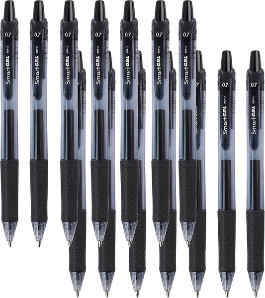 30 Pack Black Gel Pens, Retractable Medium Point Gel Ink Pens Smooth Writing for School Office Home, Comfort Grip(15 Pens with 15 Refills)