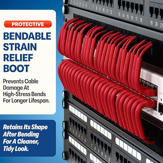 Everest Ultra Slim Cat6a Ethernet Patch Cables 2ft Red - Image 3