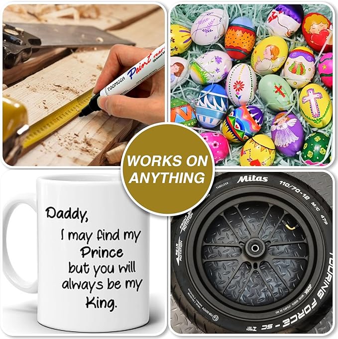 Gold Paint Pens Permanent Paint Markers 12 Pack Oil Based Markers, Quick Drying and Waterproof Marker Pen, Car Tire, Metal, Rock Painting, Wood, Ceramic, Plastic, Canvas, Mugs, Medium Tip