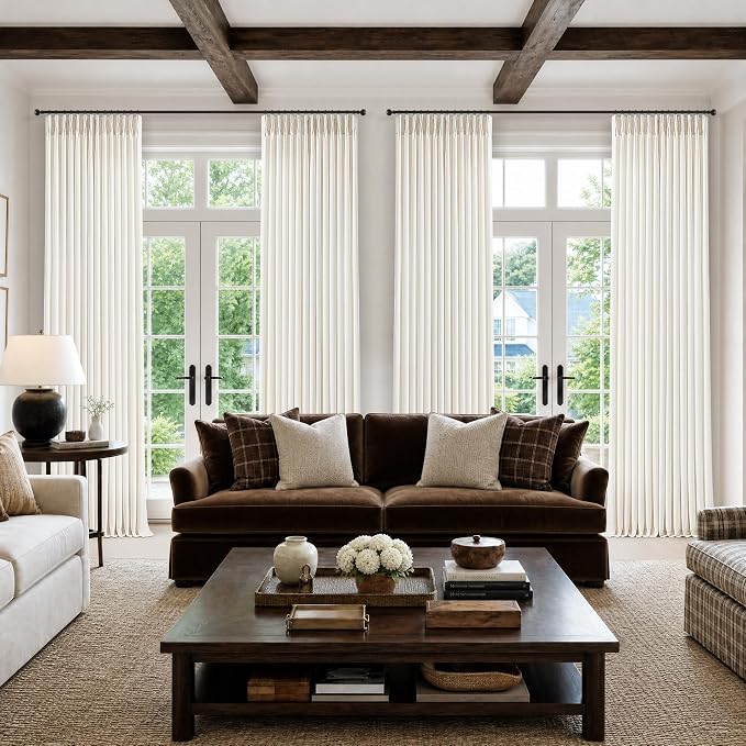 Pinch Pleated Natural Linen Sheer Living Room Curtains 100 Inches Long 4 Panels - Image 8