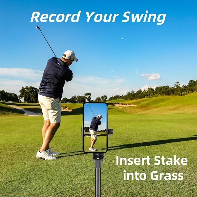 Golf Monopod Selfie Stick with Ground Spike Stake, Golf Swing Analyzer Phone - Image 2