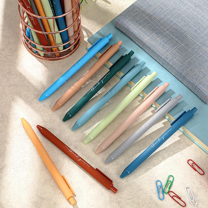 100pcs Thank You Pens Bulk Cute Multicolor Ballpoint Pen for Men Women Server Accessories Employee Holiday Appreciation Gifts for Teacher Office Back to School Party Favor (Morandi)
