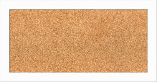 Amanti Art Natural Cork Board for Wall, 17x33 Vision Board with White Frame, Medium Corkboard Office Decor for Home Organization, Casual Corkboard Pinboard to Display Items for Home Organization in