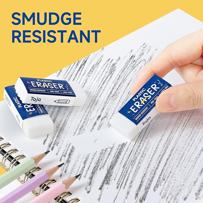 72 Pack White Erasers Bulk, Large Pencil Erasers for School, Classroom, Teacher, Homeschool, and Office Supplies