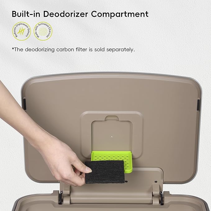 EKO Hudson Matte Stainless 75 Liter/20 Gallon Step Trash Can with Rear Trash Bag Storage Compartment