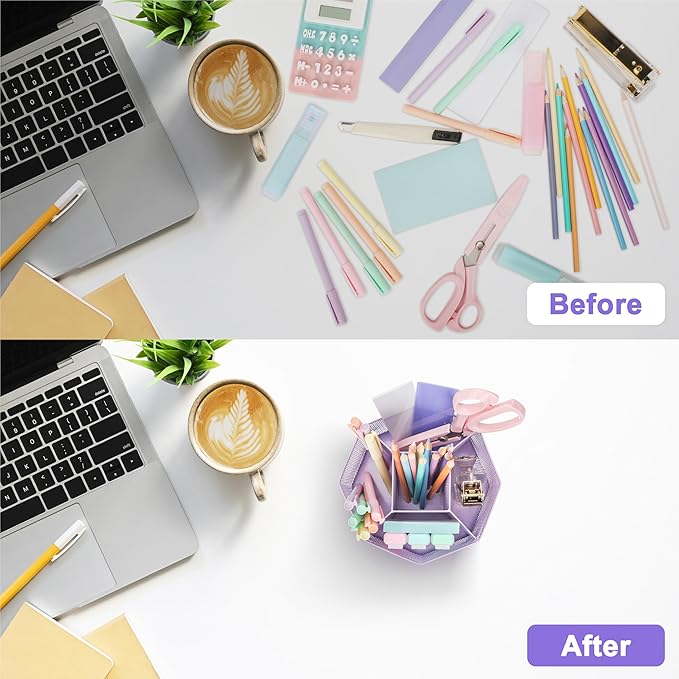 Exerz Desk Organiser/Mesh Desk Tidy Candy/Pen Holder/Multifunctional Organiser 360 Rotating