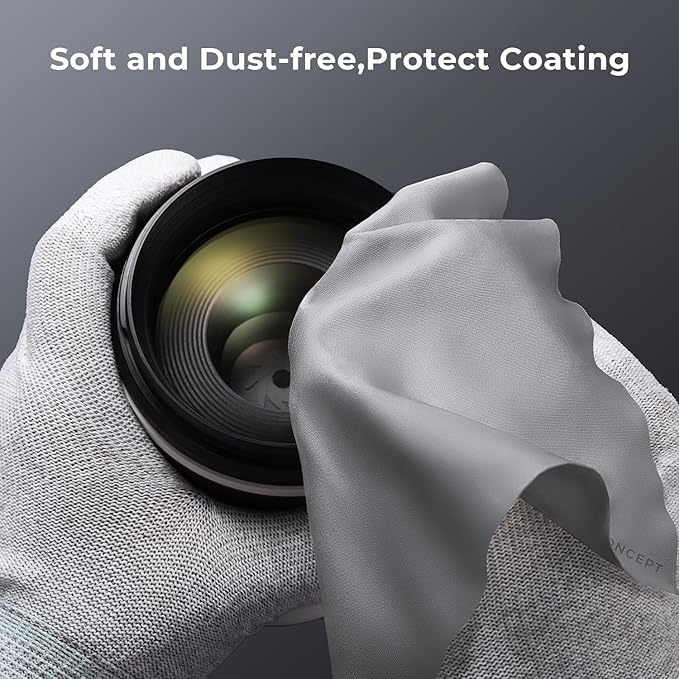 K&F Concept 10 Pack Microfiber Cleaning Cloths - Glasses Cloth for Cleaning Camera Lenses, Glasses, Screens, Cameras, Eyeglasses, LCD TV Screens, Tablets Washable