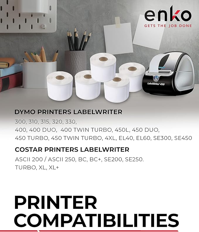 enKo (96 Rolls, 21,120 Labels) Address & Shipping Labels 30323 Compatible for Dymo LabelWriter (2-1/8 x 4")
