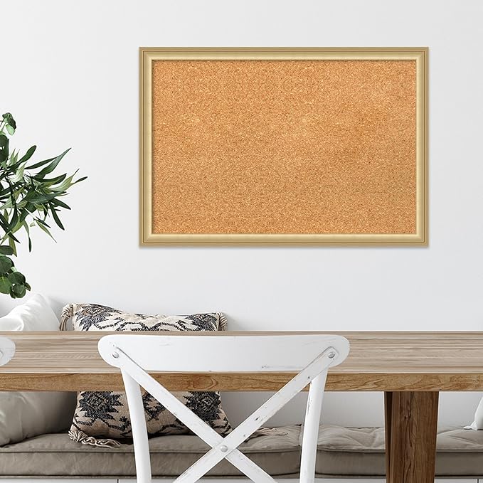 Amanti Art Natural Cork Board for Wall, 18x26 Vision Board with Gold Frame, Medium Corkboard Office Decor for Home Organization, Casual Corkboard Pinboard to display items for home organization