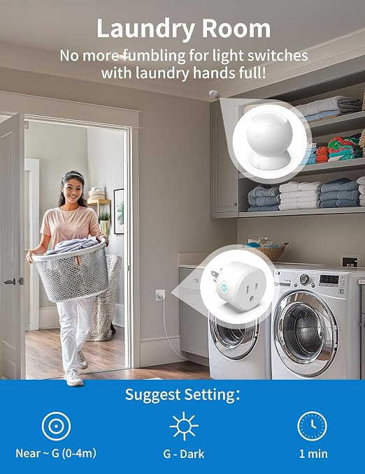 Wireless Motion Sensor Outlet Kit, 2 Sensor & 1 Outlet, Plug-N-Play PIR Motion - Image 5