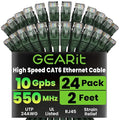 GEARit Cat 6 Ethernet Patch Cables 2 ft Green, CAT6 High Speed 24AWG 10Gbps by GEARit