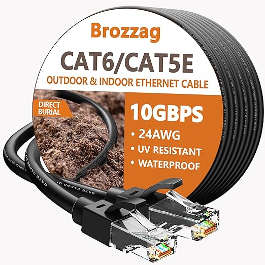 Ethernet Cable 250ft For Cat6/Cat5E, 10Gbps Compatible by Brozzag