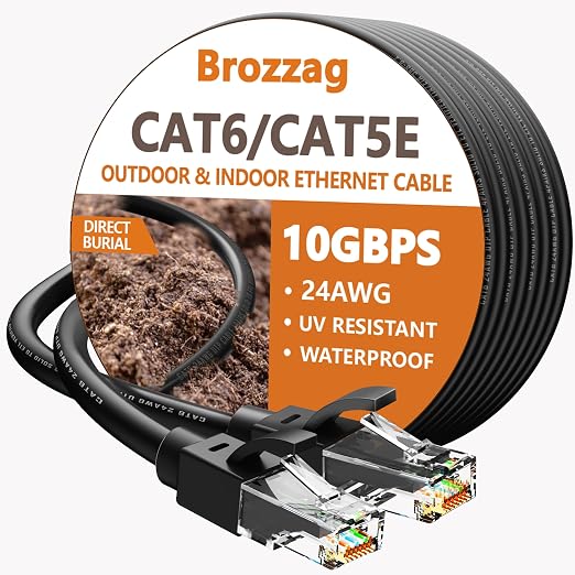 Ethernet Cable 100ft For Cat6/Cat5E, 10Gbps Compatible by Brozzag
