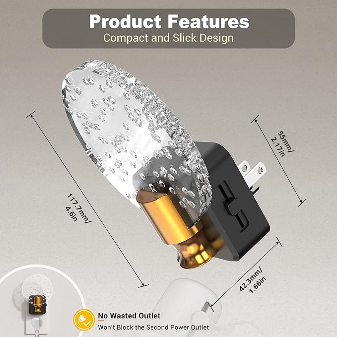 JandCase Night Light, Dimmable Night Lights Plug into Wall, Bubble Nightlight - Image 6