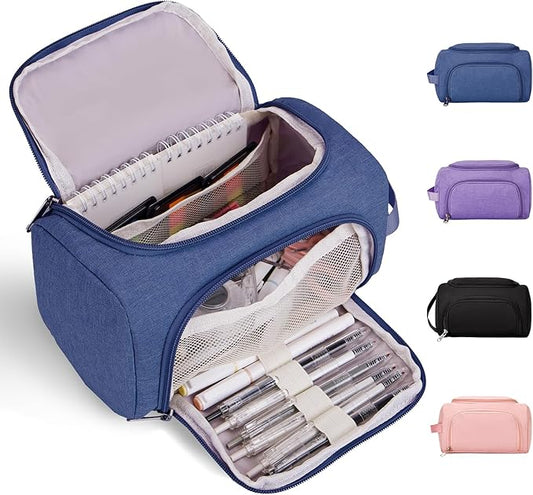 Large Pencil Pouch,Pencil Case Aesthetic,Zipper Pencil Box For Girls Back To School Supplies Emergency Bag Makeup Bag (DeepBlue)