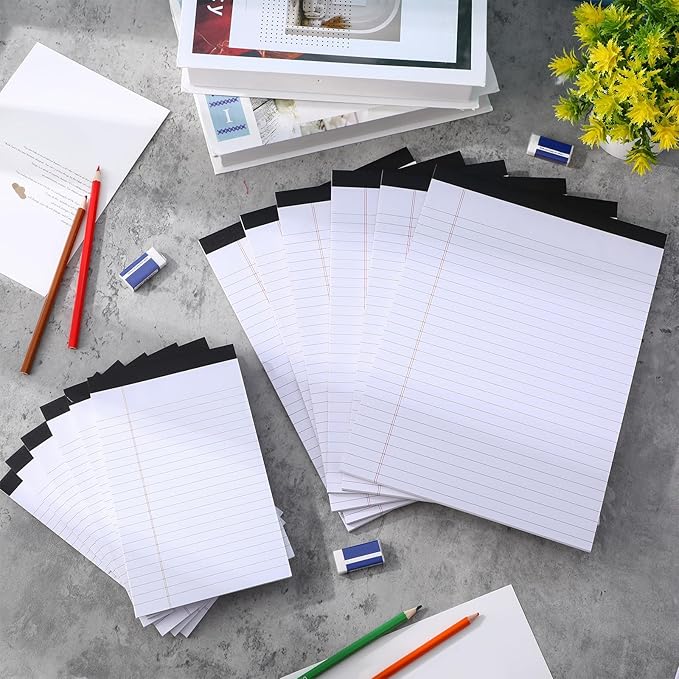 40 Pack Legal Pads Bulk 8.5 x 11 Inch and 5 x 8 Inch Note Pads, 50 Sheet/notepad, Wide Ruled Perforated Writing Notepads for School Students Teachers Office to Do Lists(White)