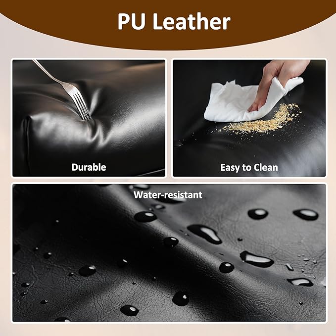 Faux Leather Executive Office Chair - Big and Tall Ergonomic Home Office Chair,Reclining Computer Desk Chair with Lumbar Support,Adjustable Task Chair Swivel Rolling PC Chair with Wheels,Black,PU