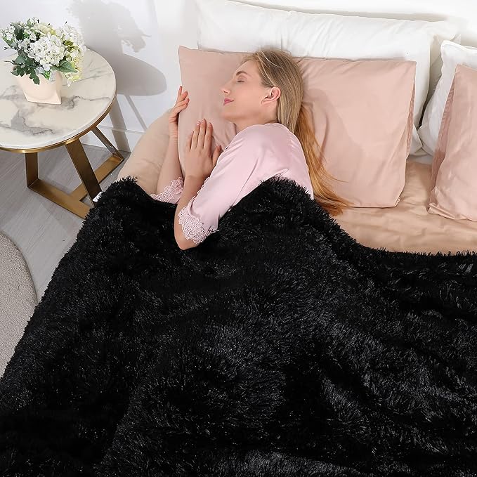 Tuddrom Decorative Extra Soft Faux Fur Blanket Twin Size 70" x78", Reversible - Image 4