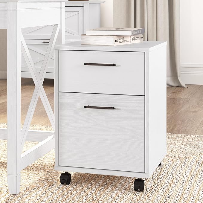 Bush Furniture Key West 2 Drawer Mobile File Cabinet, Rolling File Cabinet for Home Office