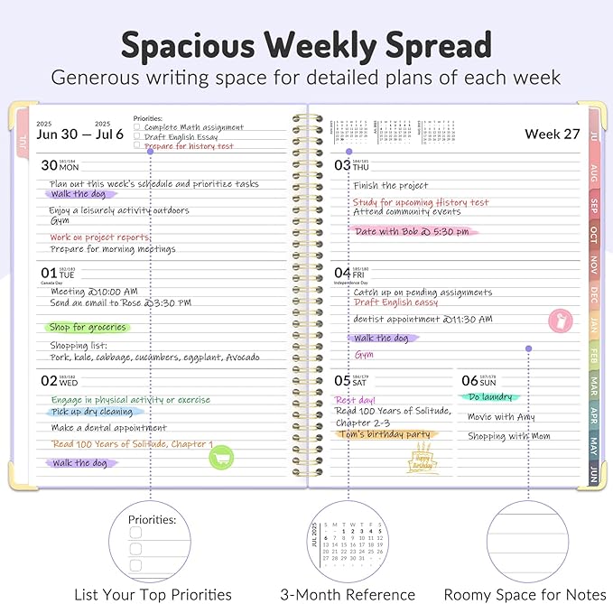 Jul 2025 - Dec 2026 Planner, Forvencer Academic Planner 2025-2026, 18 Month Daily Planner, 6" x 8", Weekly & Monthly Agenda Book, Hardcover Calendar Book, School Supplies for Student Teacher, Marble