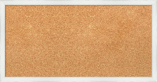 Amanti Art Natural Cork Board for Wall, 13x25 Vision Board with White Frame, Small Corkboard Office Decor for Home Organization, Country Rustic Corkboard Pinboard to Display Items for Home