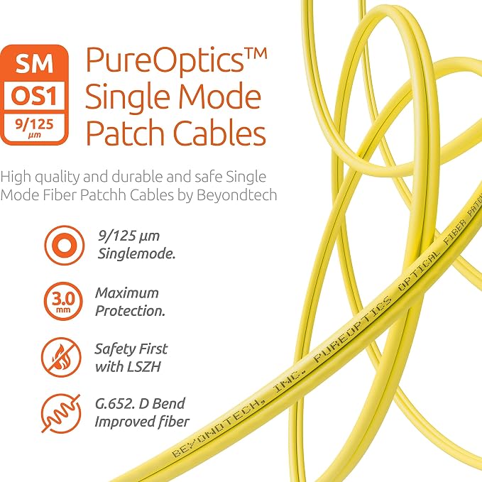 BEYONDTECH 1m SC to SC Fiber Patch Cable – UPC Single-Mode Duplex Fiber Optic - Image 4