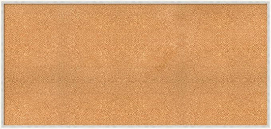 Amanti Art Natural Cork Board for Wall, 29x61 Vision Board with White Frame, Oversize Corkboard Office Decor for Home Organization, Modern Corkboard Pinboard to Display Items for Home Organization in