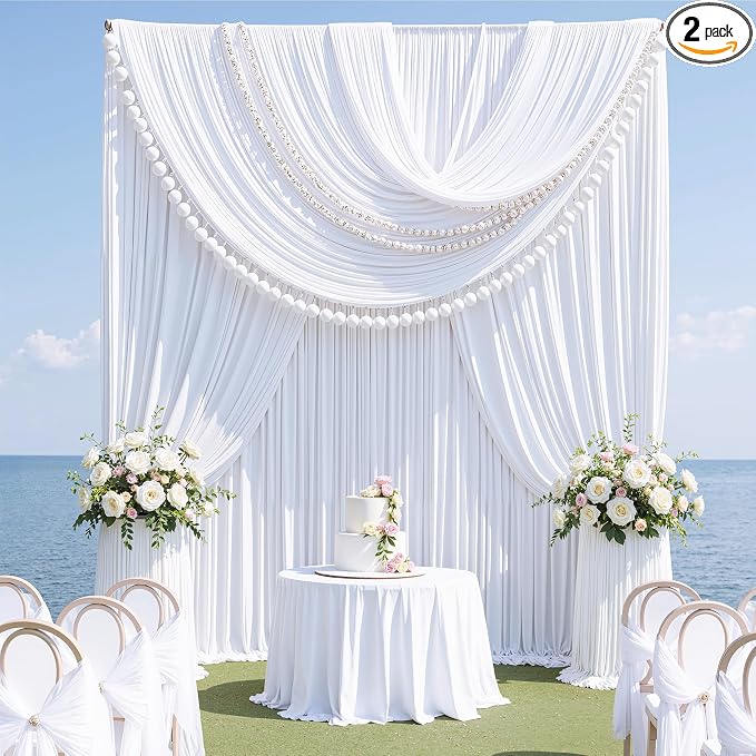 10ft x 15ft White Backdrop Curtains by CO-AVE