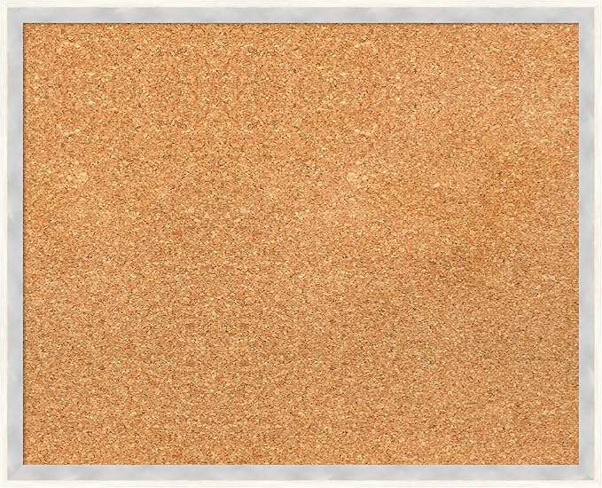 Amanti Art Natural Cork Board for Wall, 17x21 Vision Board with White Frame, Small Corkboard Office Decor for Home Organization, Modern Corkboard Pinboard to Display Items for Home Organization in