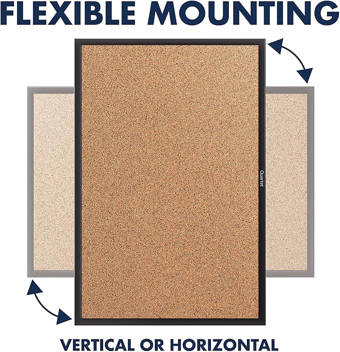 Quartet Cork Board, Bulletin Board, 2' x 1.5' Corkboard, Black Frame (2301B)