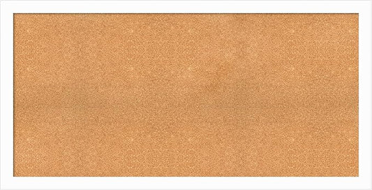 Amanti Art Natural Cork Board for Wall, 29x57 Vision Board with White Frame, Oversize Corkboard Office Decor for Home Organization, Casual Corkboard Pinboard to Display Items for Home Organization in