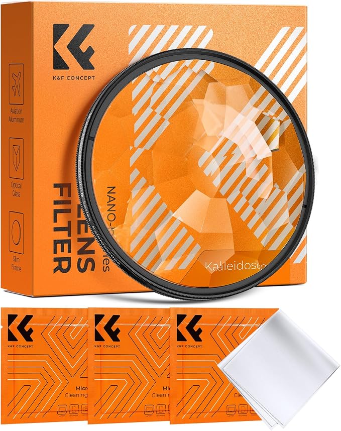 K&F CONCEPT 77mm Kaleidoscope Filter, Special Effects Filter Prism Crystal Glass by KFCONCEPT