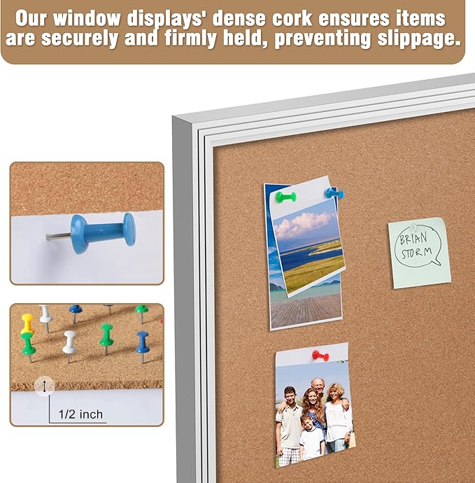 70"x34" Enclosed Bulletin Board, Outdoor Lockable Weather-Resistant Aluminum Cork Noticeboard for School & Office, Silver Frame w/Cork
