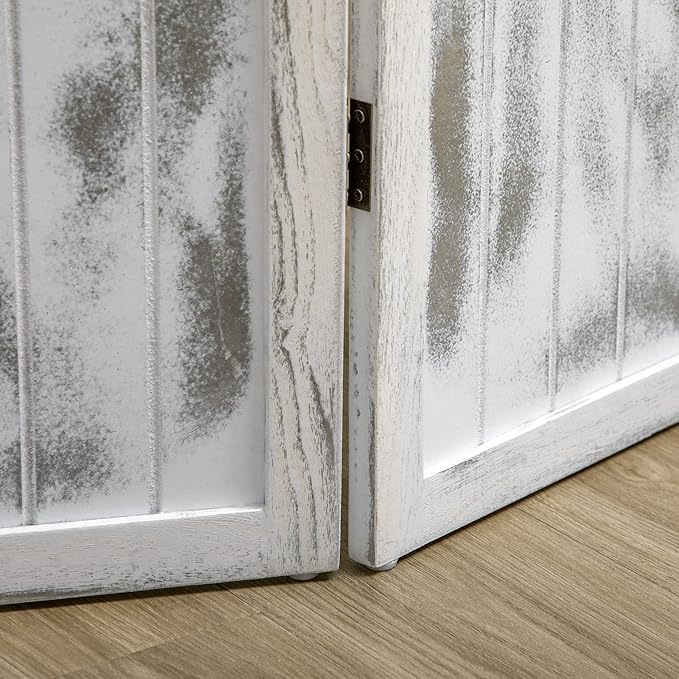 NicBex Room Divider 4 Panel Room Dividers with Whitewashed Surface Partition Room Dividers and Folding Privacy Screens 5.5 FT Wall Divider for Office, Room Separation,63.25"W x 0.75"D x 67"H, White