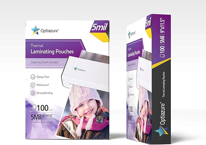 Thermal Laminating Pouches 9"x11.5" Inches, 5mil 100Pack, Clear, Letter Size
