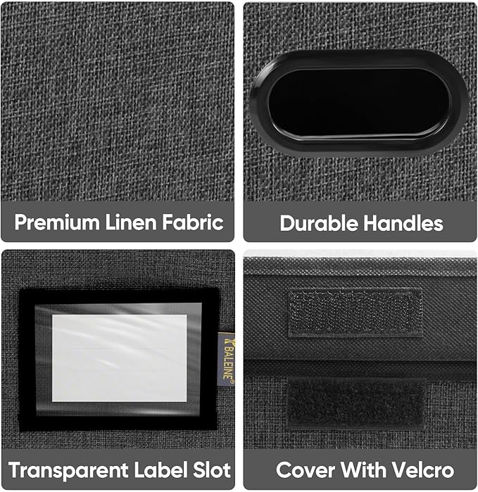 BALEINE File Organizer Box with Lid, Collapsible File Folder Organizer with Plastic Slide, Hanging File Folder Box for Office Document Storage (1 Pack, Black)