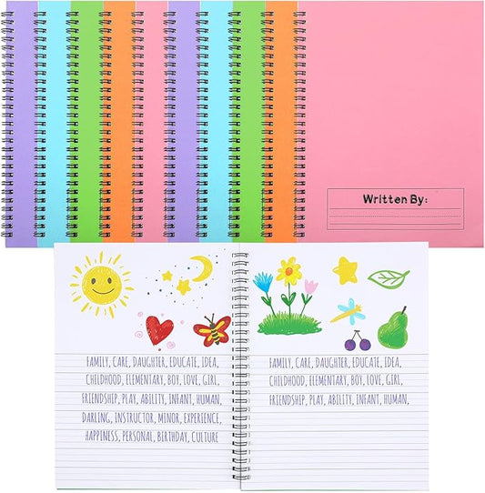 Henoyso 10 Pcs 100/50 Sheets Primary Composition Notebook K-2 Bulk Spiral Primary Journal Drawing Handwriting Practice for Kids Kindergarten 1st 2nd Back to School Supplies (Pastel Color,50 Sheets)