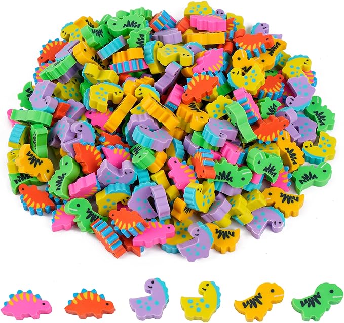 200 Pieces Mini Dinosaur Erasers Bulk Small Pencil Erasers Latex-Free Soft Erasers Pencil Erasers for for Classroom Homework Rewards, Party Favors, Gift Filling