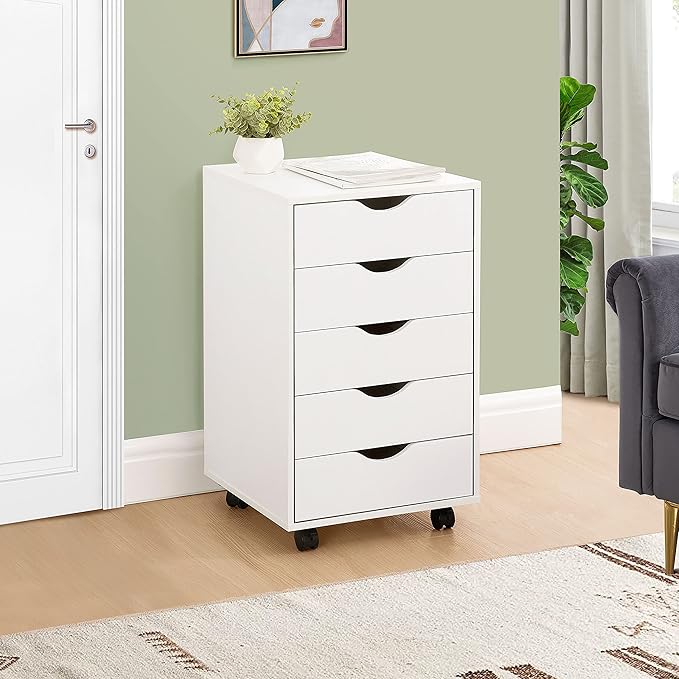 Naomi Home Office File Cabinets Wooden File Cabinets for Home Office Lateral Cabinet Wood Cabinet Mobile Mobile Storage Filing Storage Drawer White 5 Drawer