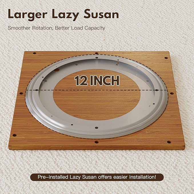 Rotating Bookshelf Tower, 360 Display Spinning Bookcase, Bamboo Bookshelf Floor Standing Storage Rack, Wood Narrow Book Shelf Organizer for Kids&Adults, Walnut 6 Tier