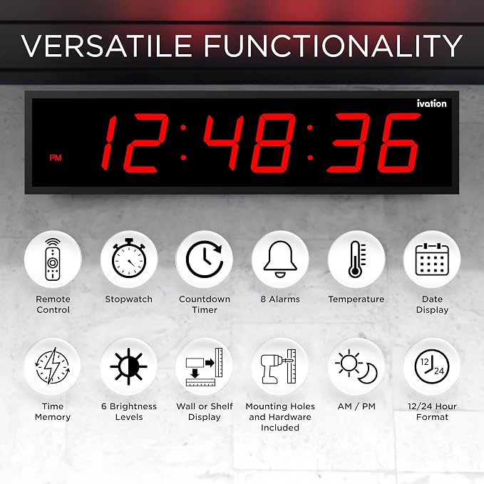 Ivation Oversized 24" Large Digital LED Clock | Big Digital Clock - Image 6